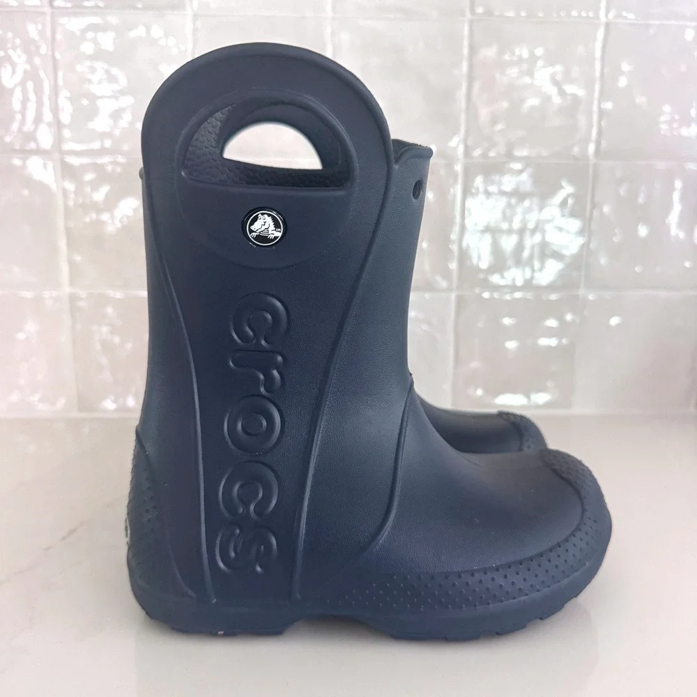 Crocs Handle It Rain Boot Kids C12 Navy Blue Waterproof Lightweight Pull On